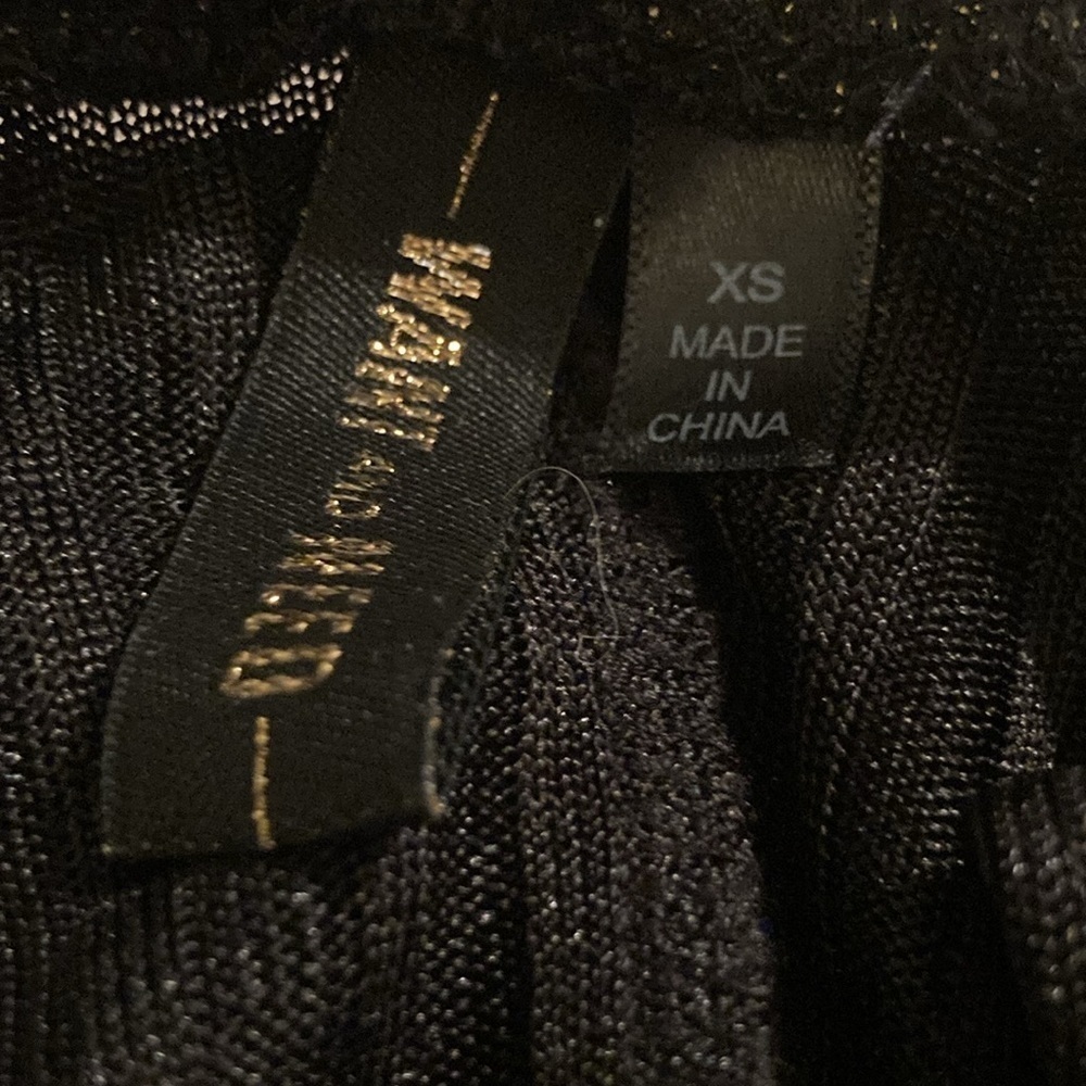 Want and Need Pleated Black Metallic Gold Halter Dress size Xs - Picture 3 of 5